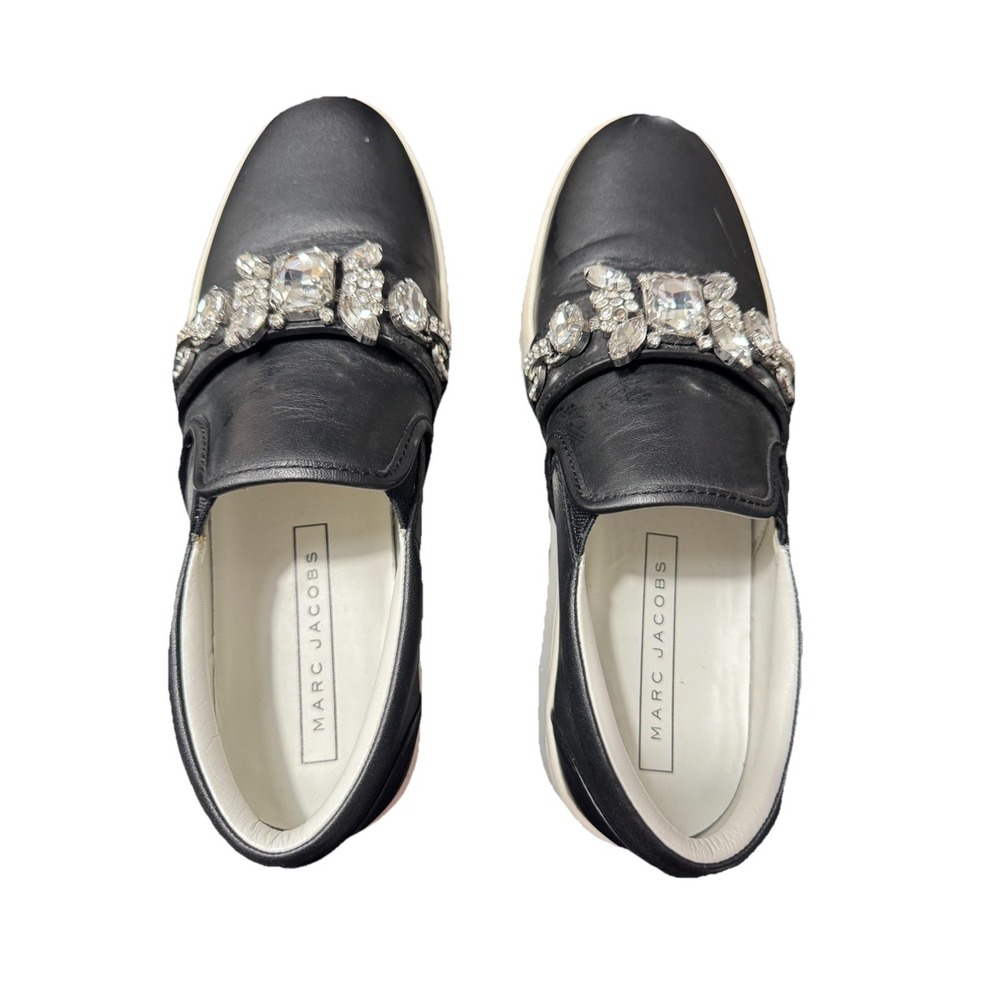 Marc Jacobs Wright Black Embellished Platform Slip-on Sneakers Sz Eu 38 US 7.5/8